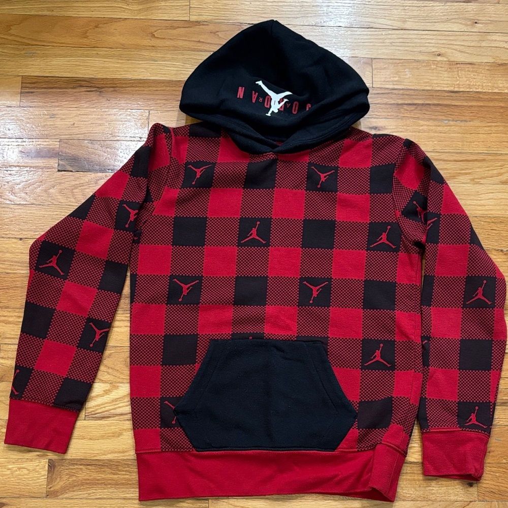 Jordan Black and Red Checkered Hoodie